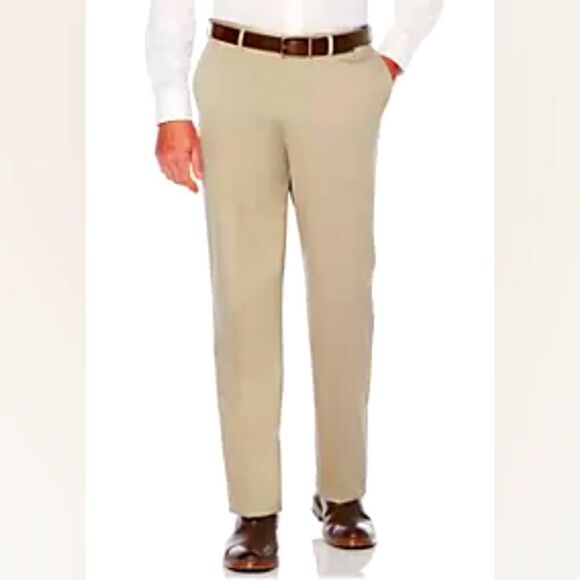 Savane® Mid Khaki Ultimate Performance Flat Front Chino Pants 34 x 32  8 0279 - Picture 1 of 8